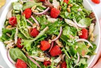 Raspberry Walnut Chicken Salad with Mixed Greens and Balsamic Vinaigrette