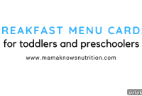 Healthy Breakfast Menu Cards for Toddlers and Preschoolers