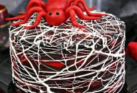 Red Velvet Cake with Marshmallow Spiderweb for Halloween