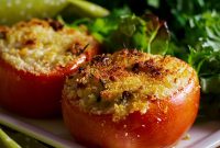 Cheese-Stuffed Tomatoes with Herbed Breadcrumb Topping