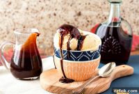 Pumpkin Cardamom Orange Ice Cream with Maple Chocolate Sauce