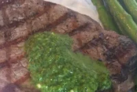 Grilled Steak with Serrano Chile Chimichurri Sauce