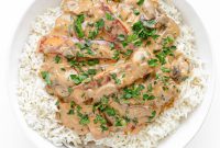 Creamy Halloumi Stroganoff with Mushrooms and Thyme