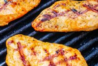 Grilled Buffalo Chicken Breasts with Tangy Blue Cheese Dip