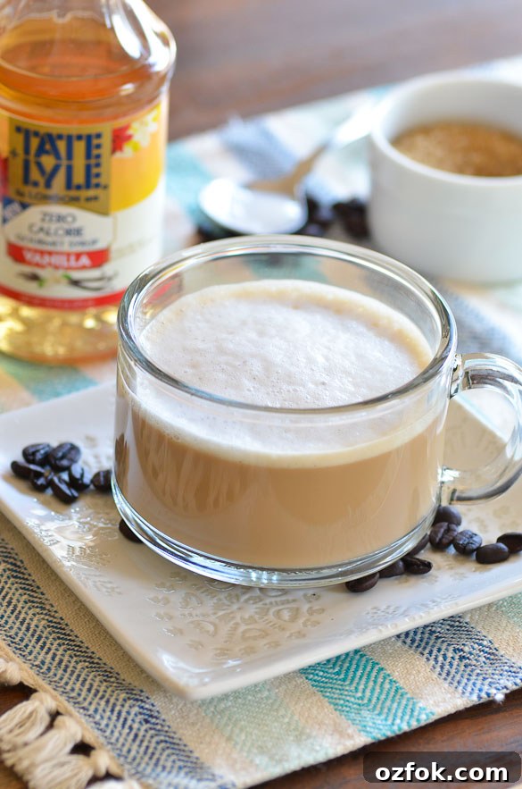 Low-Calorie Vanilla Latte (Skinny Vanilla Latte) - you can make at home without an espresso machine or fancy equipment!
