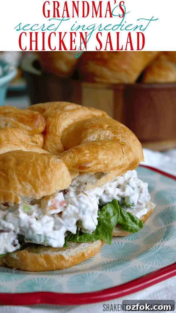 Grandma’s Secret Ingredient Chicken Salad Recipe That Delights 4 My Grandma's Secret Ingredient Chicken Salad recipe is one of her most requested! This easy elegant chicken salad is perfect for lunch, brunch, showers and potlucks!