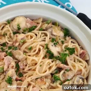 Creamy Bacon & Mushroom Spaghetti Recipe for Weeknight Dinner 2 Creamy Bacon and Mushroom Spaghetti