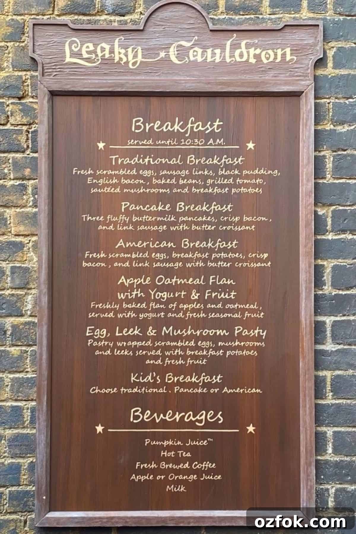 The Leaky Cauldron at Universal Studios Florida: Guide & Tips 6 leaky cauldron breakfast menu universal studios