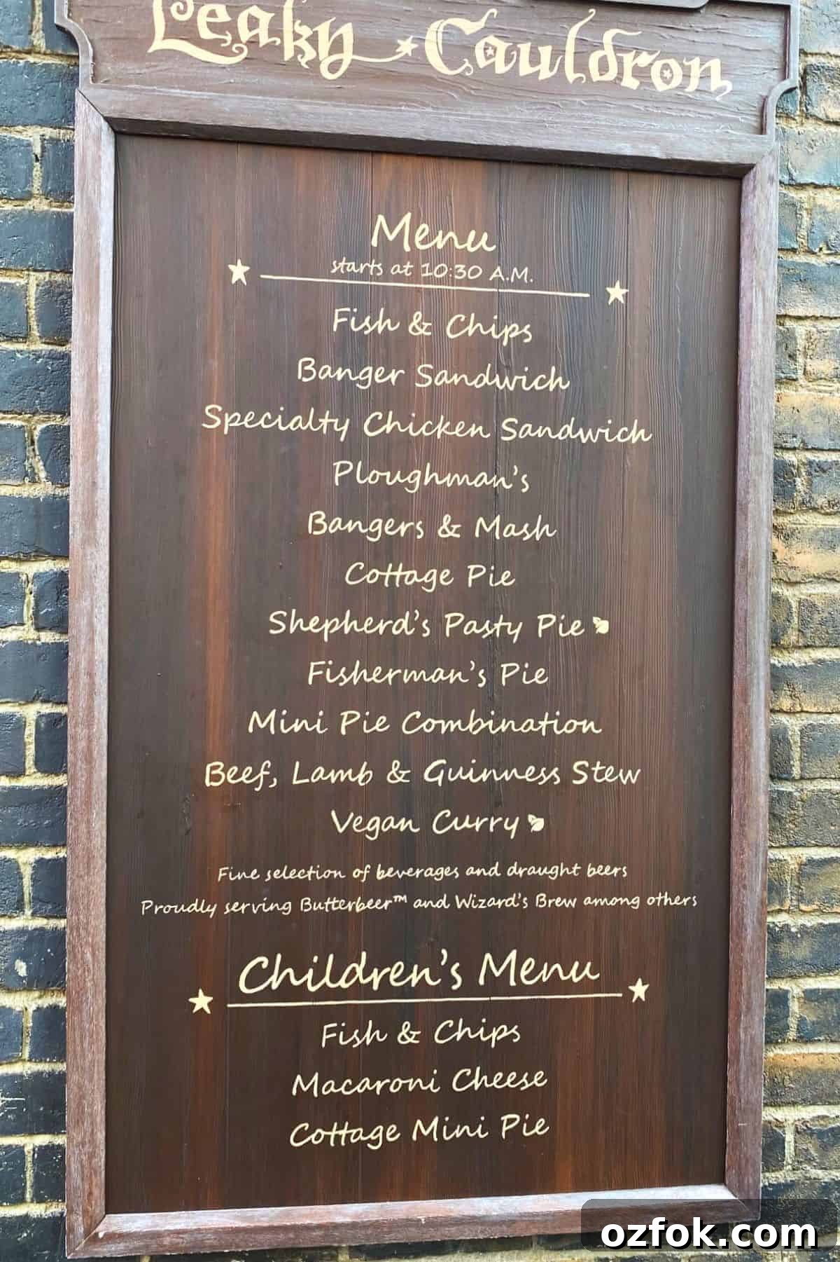 The Leaky Cauldron at Universal Studios Florida: Guide & Tips 7 leaky cauldron lunch and dinner menu universal studios