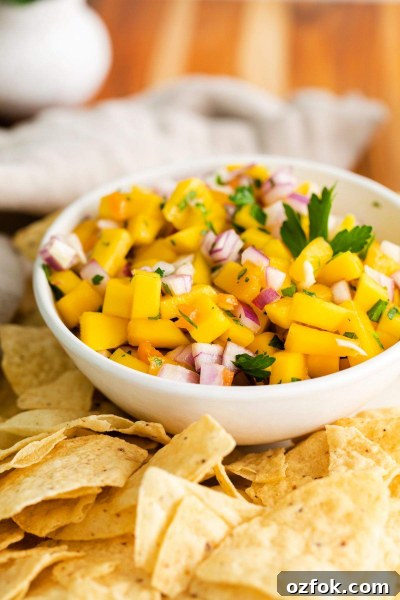 Spicy Mango Habanero Salsa Recipe for Fresh Summer Parties 6 closeup of bowl with mango habanero salsa