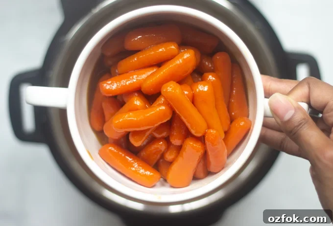 Instant Pot Honey-Glazed Carrots (Video) 9 A bowl of glazed carrots