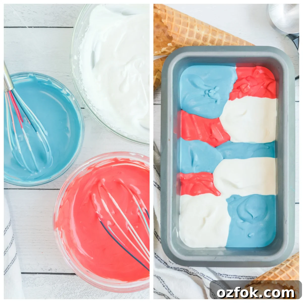 Patriotic Red, White & Blue Ice Cream Recipe for Summer Parties 3 Red, White & Blue Ice Cream collage