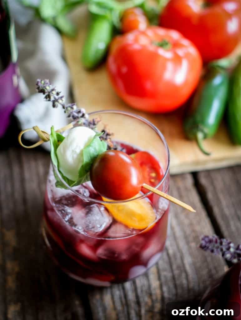 Farmers Market Red Wine Cocktail with Savory Herb Twist 8 wine and tomato water cocktail recipe