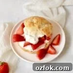 Single serve strawberry shortcake with a biscuit, whipped cream, and fresh strawberries.
