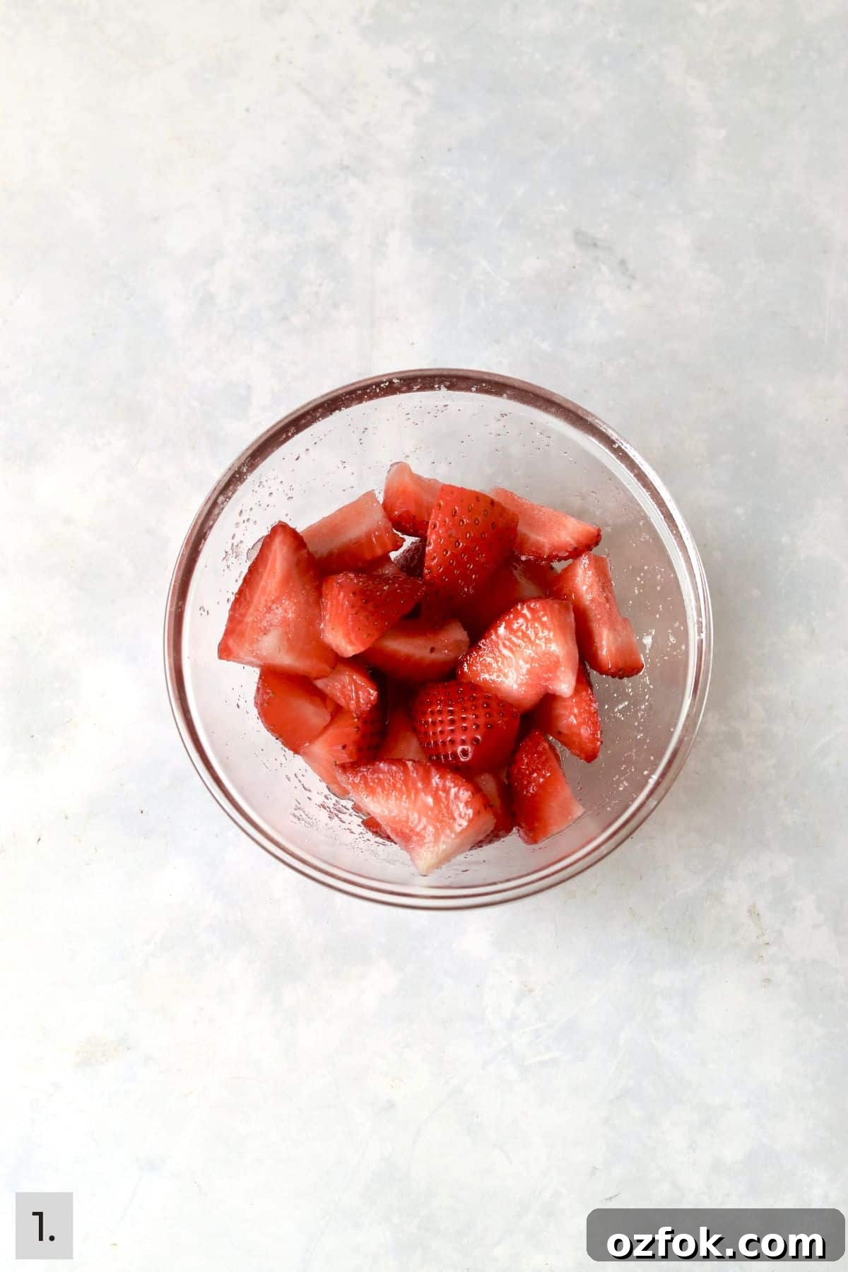 Strawberry Shortcake for Two: Individual Single-Serve Recipe 4 Strawberries cut and tossed with sugar.