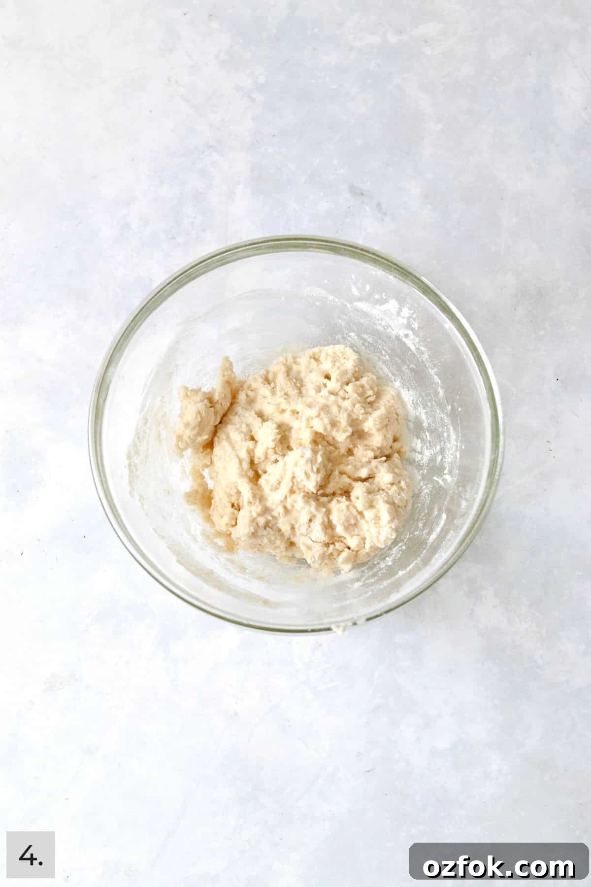 Strawberry Shortcake for Two: Individual Single-Serve Recipe 7 Single serve batch of biscuit dough in a bowl.
