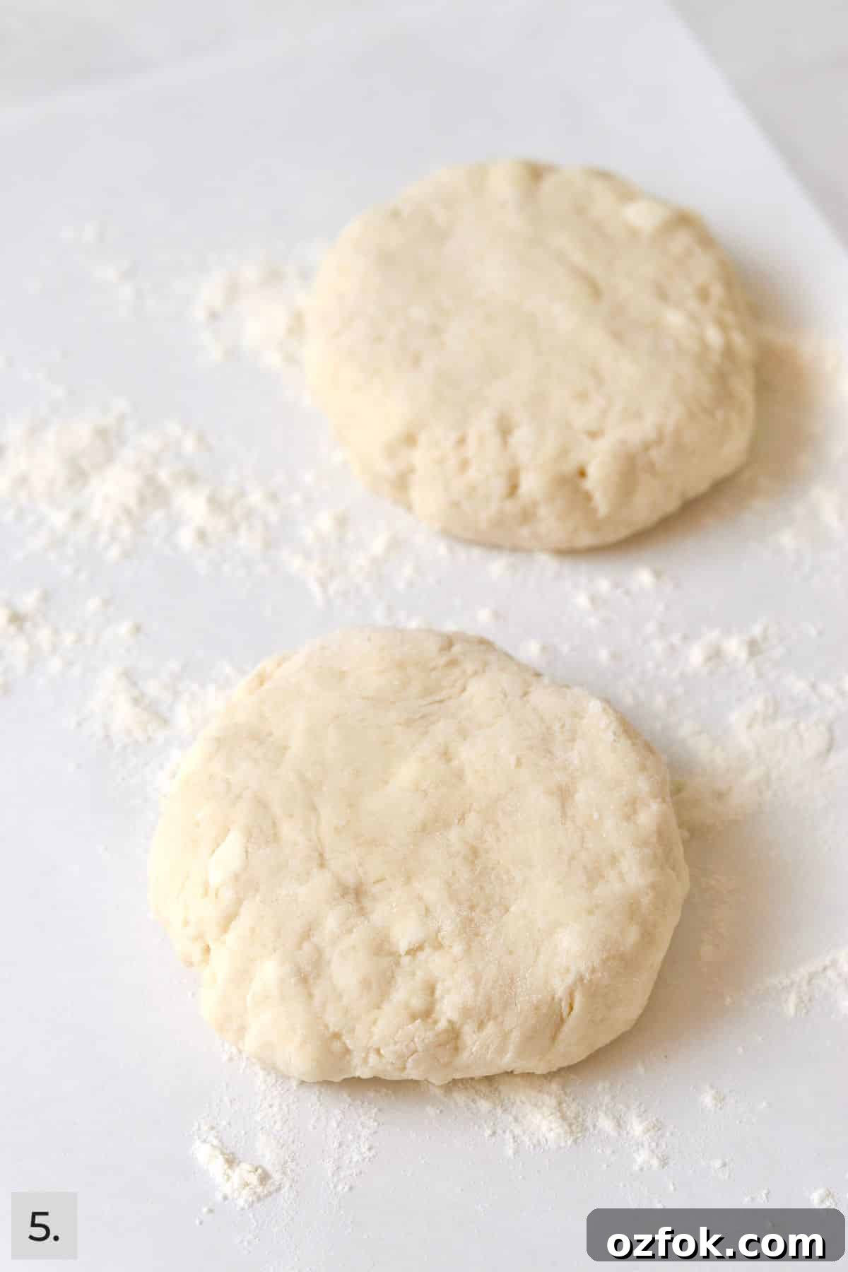 Strawberry Shortcake for Two: Individual Single-Serve Recipe 8 Two biscuits shaped on floured surface.