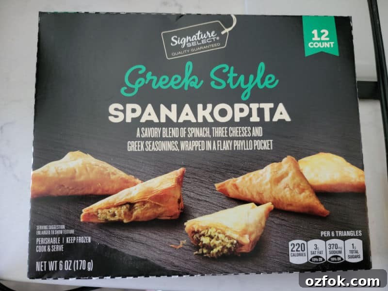Box of greek style spanakopita