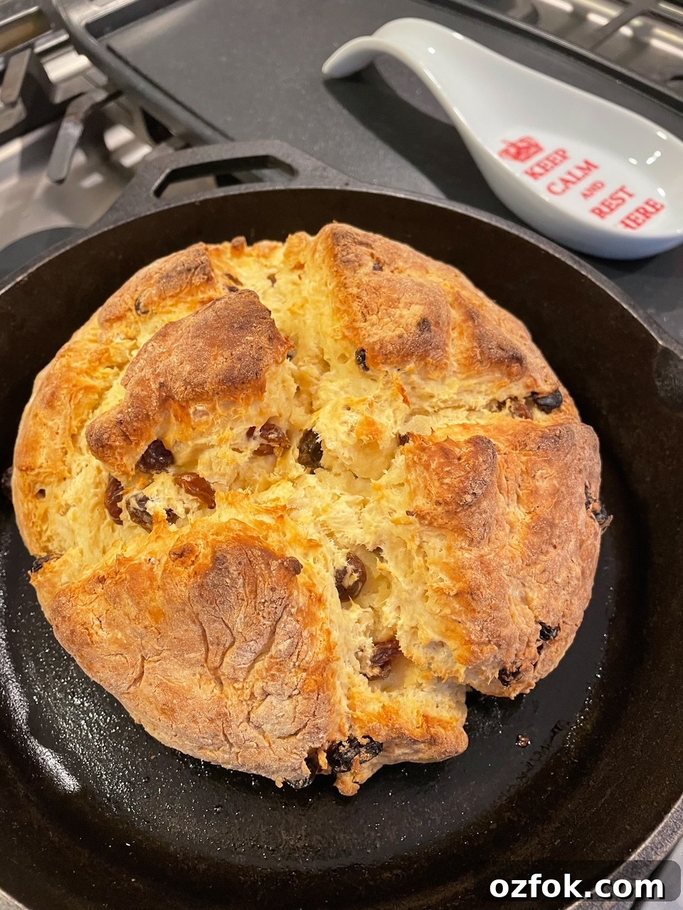 Classic Irish Soda Bread Recipe for Perfect Homemade Loaves 5 The finished Easy Irish Soda Bread loaf in a cast-iron pan