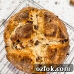 The finished Easy Irish Soda Bread cooling on a rack