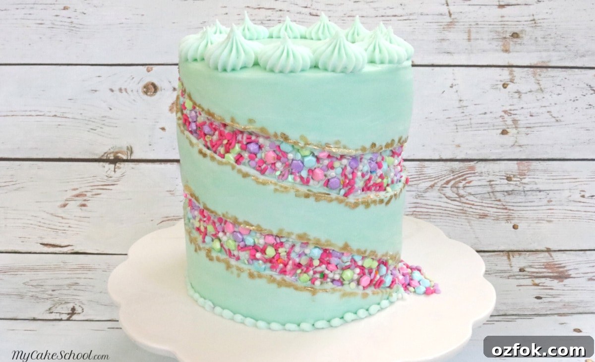Pretty Sprinkle Fault Line Cake Decorating Video Tutorial by MyCakeSchool.com This Sprinkle Fault Line Cake Tutorial is so easy and fun! A great cake trend!