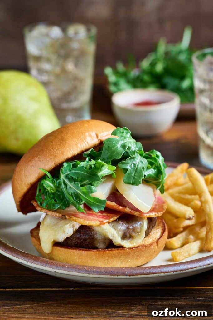 Brie Burger with Bourbon-Poached Pears and Crispy Pancetta 8 img 1702 25