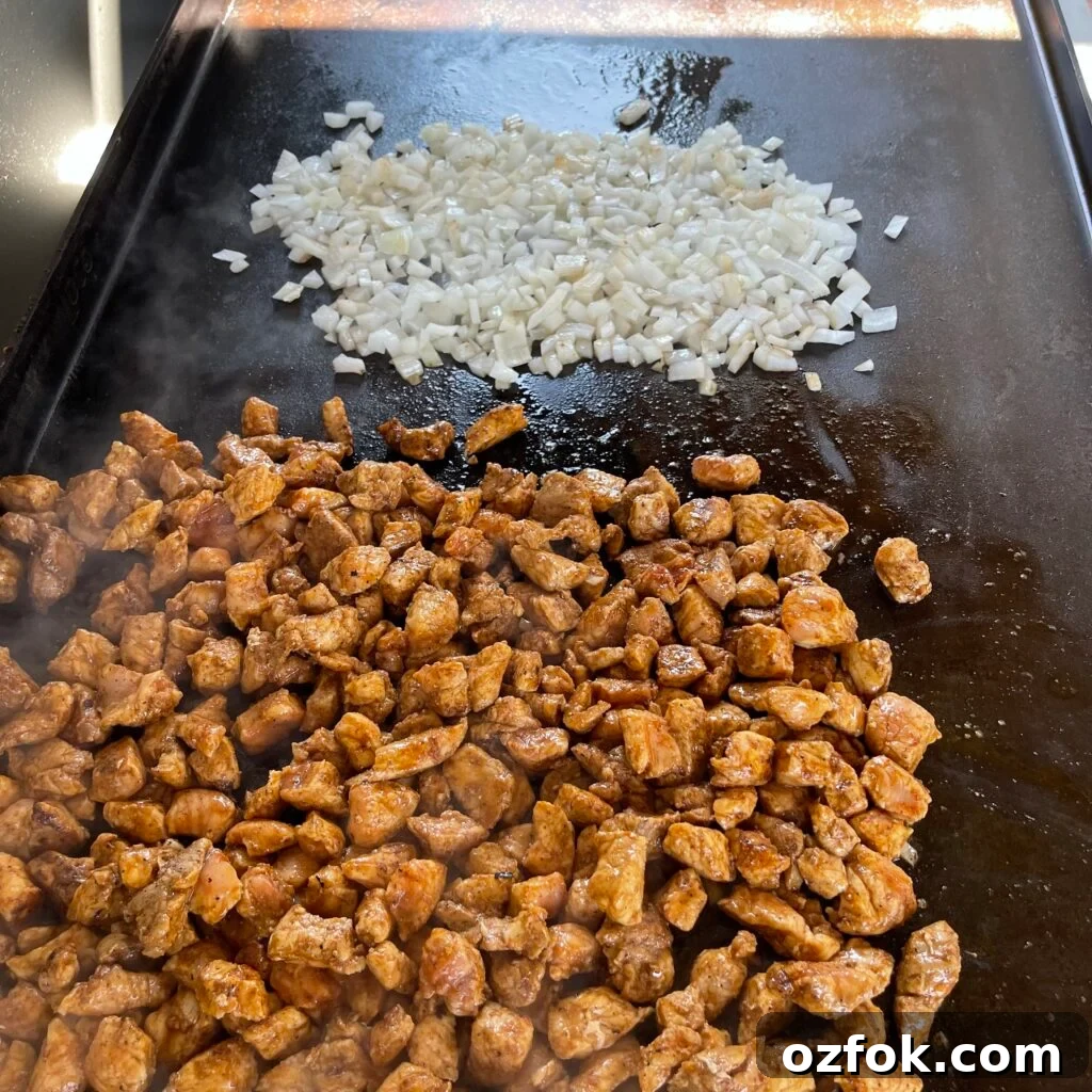 Classic Chicken Fried Rice Recipe: Quick Weeknight Dinner 3 Cooking on griddle