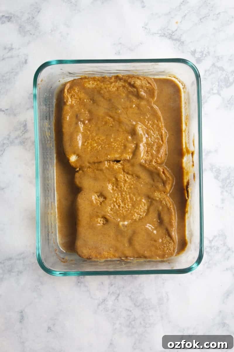 Pumpkin Spice French Toast Recipe for Fall Brunch 4 Pumpkin French Toast Recipe Bread Soaking in Glass Dish