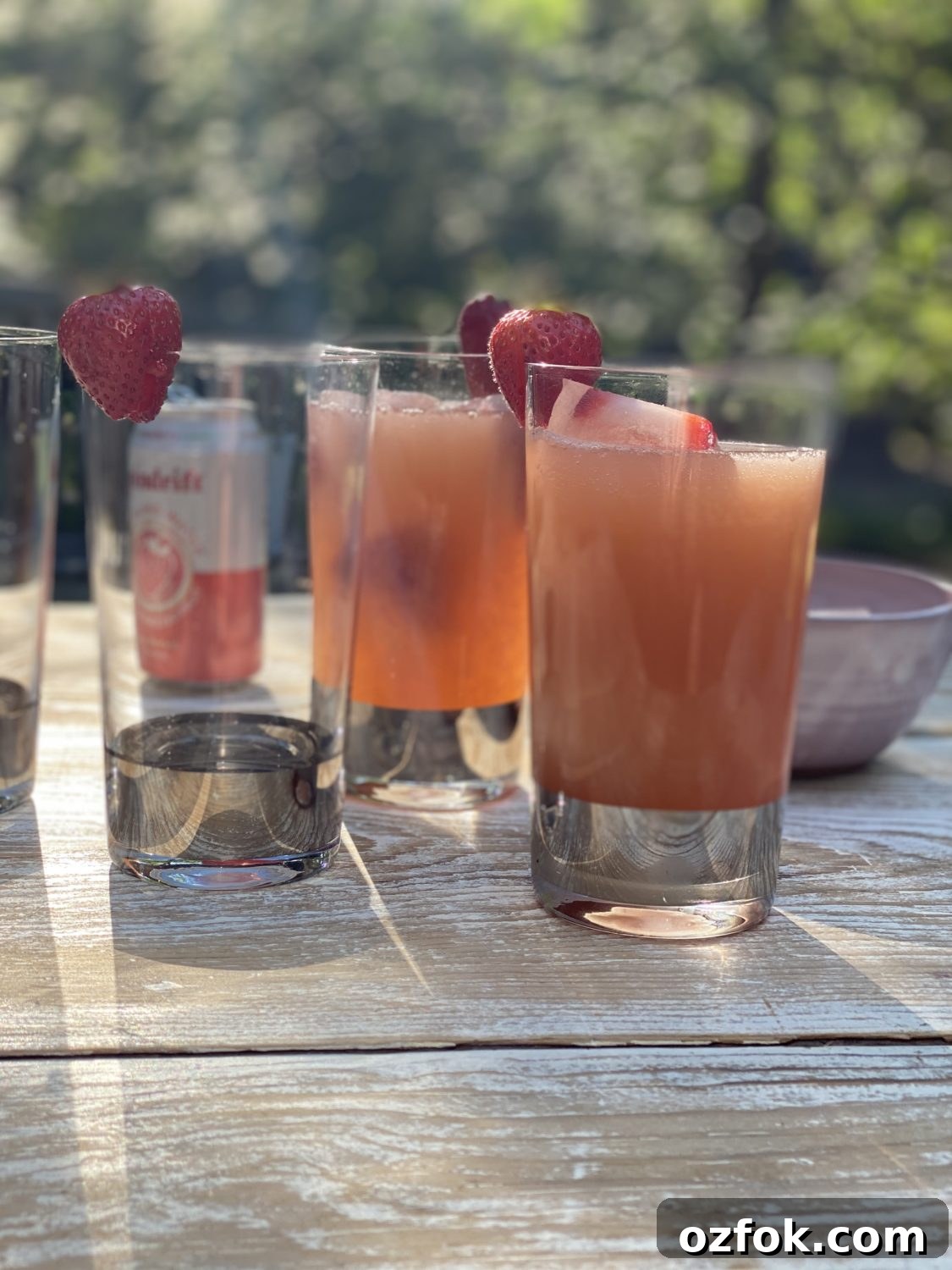 Strawberry lemonade served outdoors