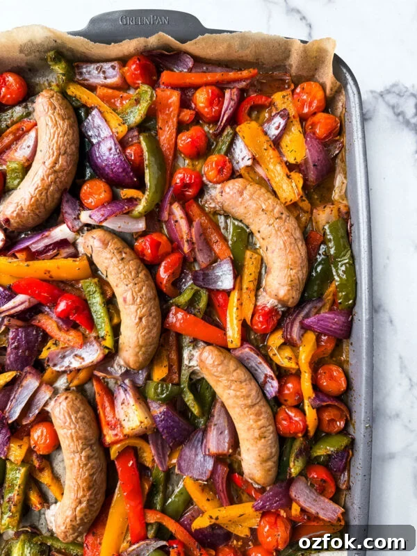 Greek Sheet-Pan Chicken with Tangy Feta and Roasted Veggies 13 Sheet pan of turkey sausage and peppers