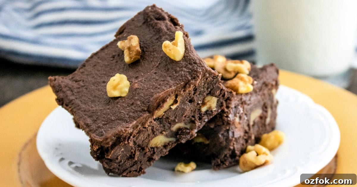 walnut fudge brownies on plate