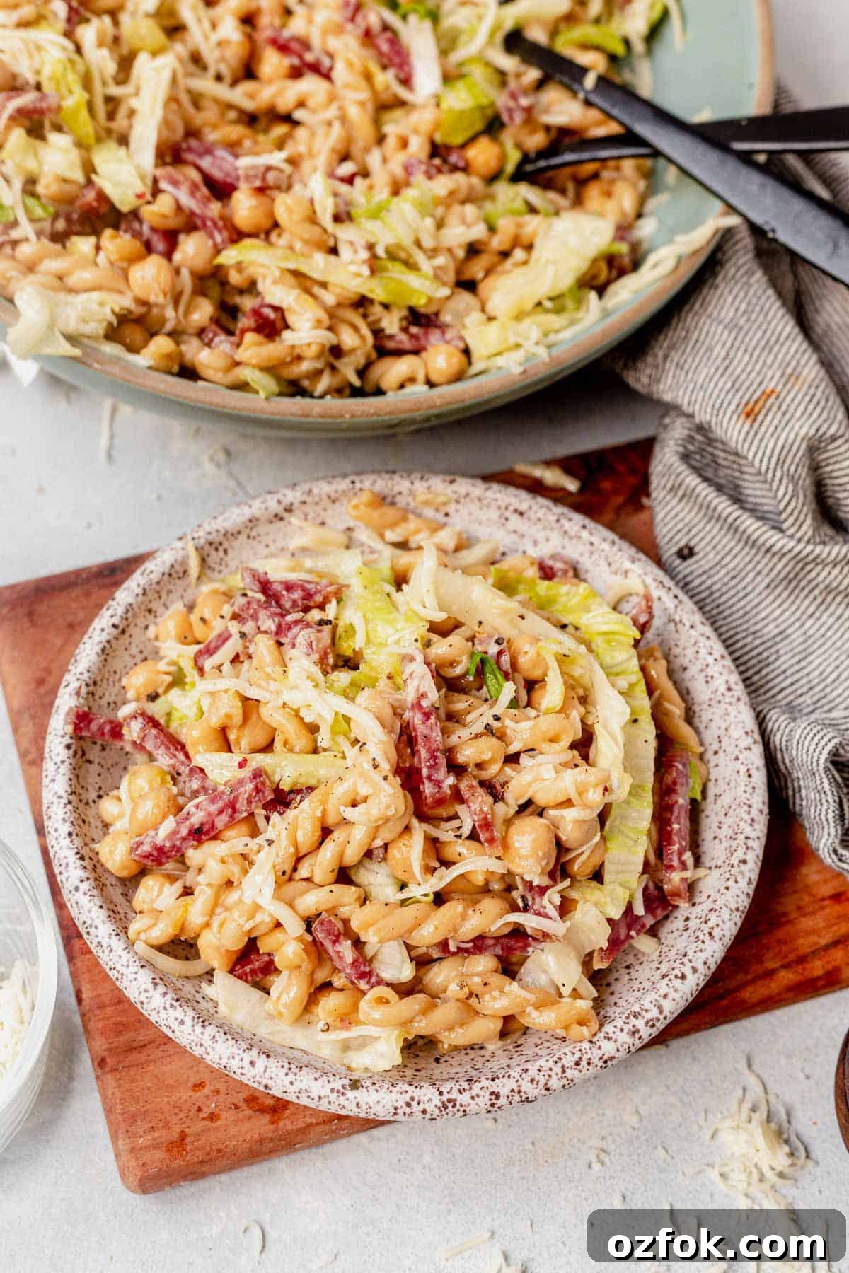 italian pasta salad on a plate
