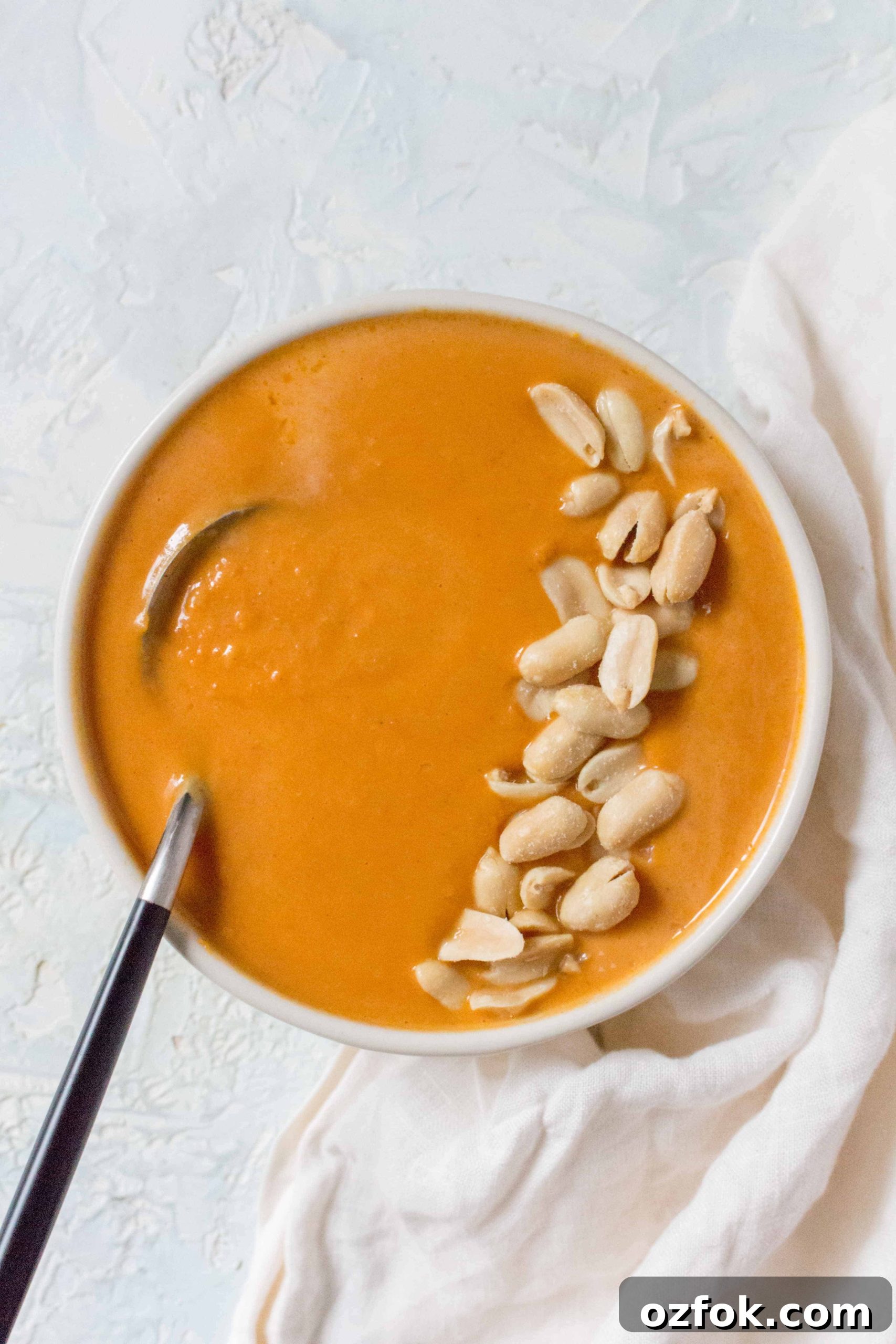 Creamy Slow-Cooker Sweet Potato Soup with Peanut Butter Swirl 2 Creamy, smooth, and incredible cozy, this Slow Cooker Sweet Potato Soup with Peanut Butter, is the easiest thing you'll ever make!
