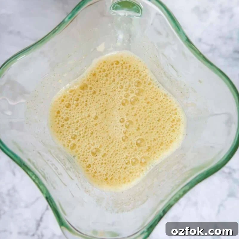 Process shot - blended mixture slightly frothy.