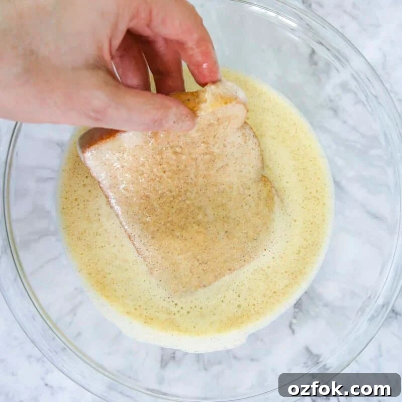 Process shot - dip bread slices in mixture.