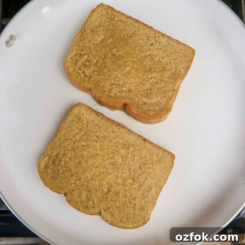 Process shot - place dipped slices on skillet.
