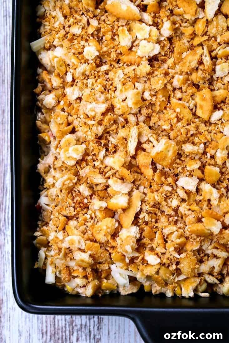 Hot Crab and Cheese Dip Recipe for Parties and Game Day 4 Hot Crab and Corn Dip is baked with a buttery cracker topping