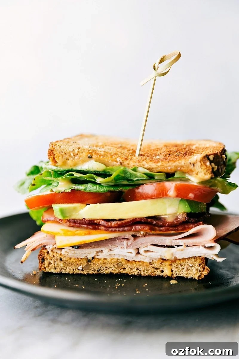 Club Sandwich Recipe stacked on top of each other.