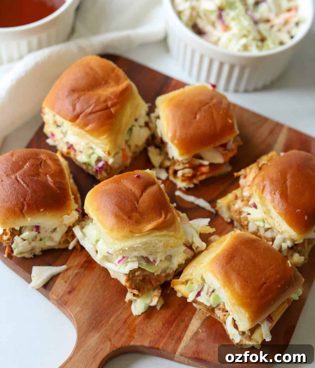 12 Quick Weeknight Dinners Made with Rotisserie Chicken 6 6 BBQ Chicken Sliders on Hawaiian rolls with coleslaw.