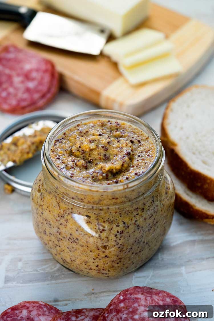 Homemade Whole-Grain Mustard Recipe: Bold Flavor in Minutes 2 This Whole Grain Mustard is super easy to make, you know what goes in it and probably have everything in your pantry. With beer to bump up the flavor! www.keviniscooking.com
