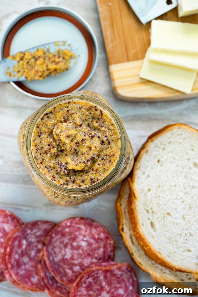 Homemade Whole-Grain Mustard Recipe: Bold Flavor in Minutes 5 This Whole Grain Mustard is super easy to make, you know what goes in it and probably have everything in your pantry. With beer to bump up the flavor! www.keviniscooking.com