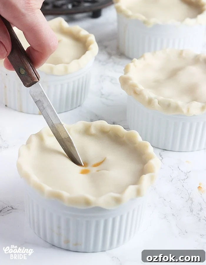 Authentic Cajun Crawfish Pie Recipe: Southern Comfort Dish 6 cutting slits into the top of an unbaked pie shell