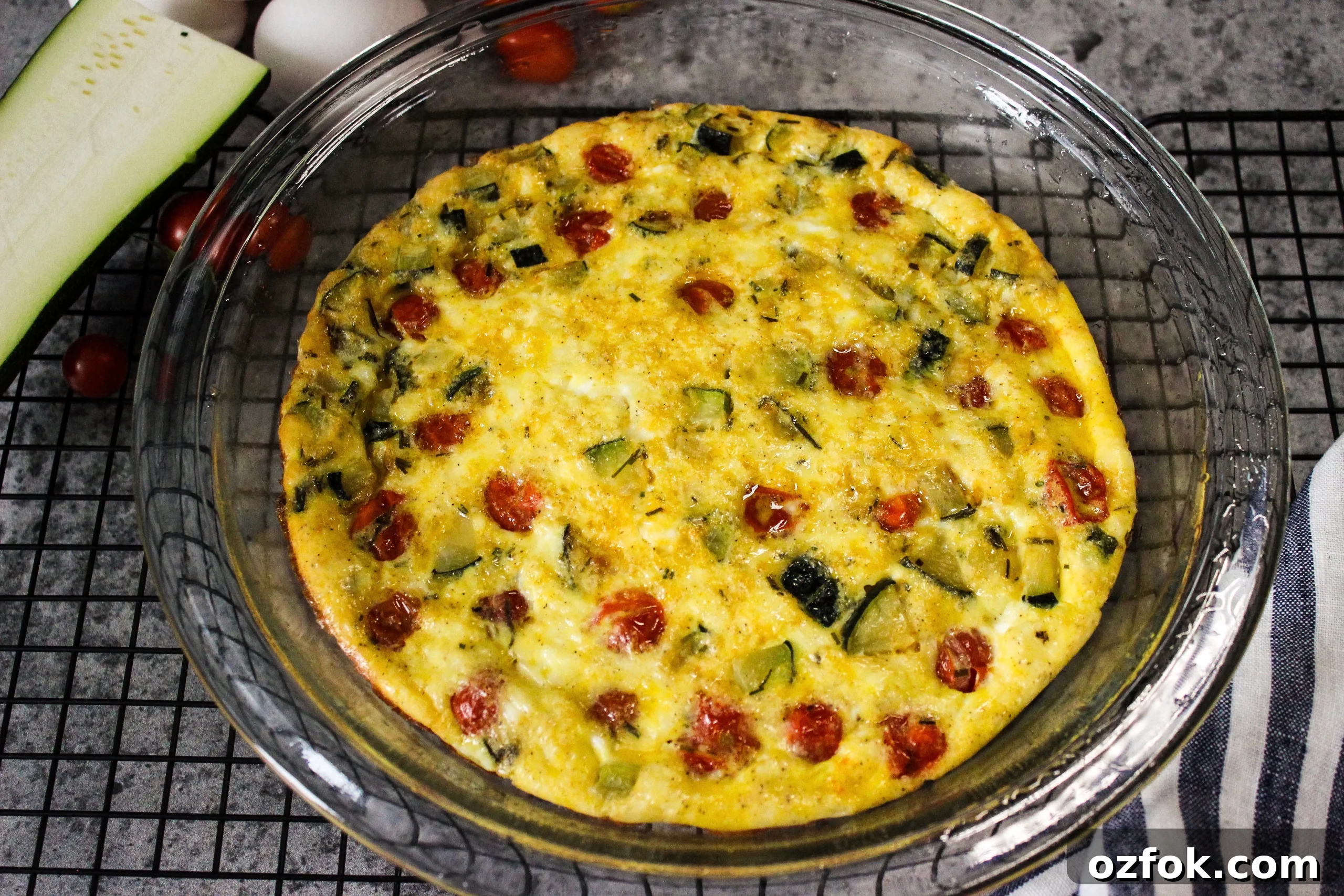 Zucchini and Cherry Tomato Frittata Recipe for Summer Brunch 2 Zucchini and cherry tomato frittata