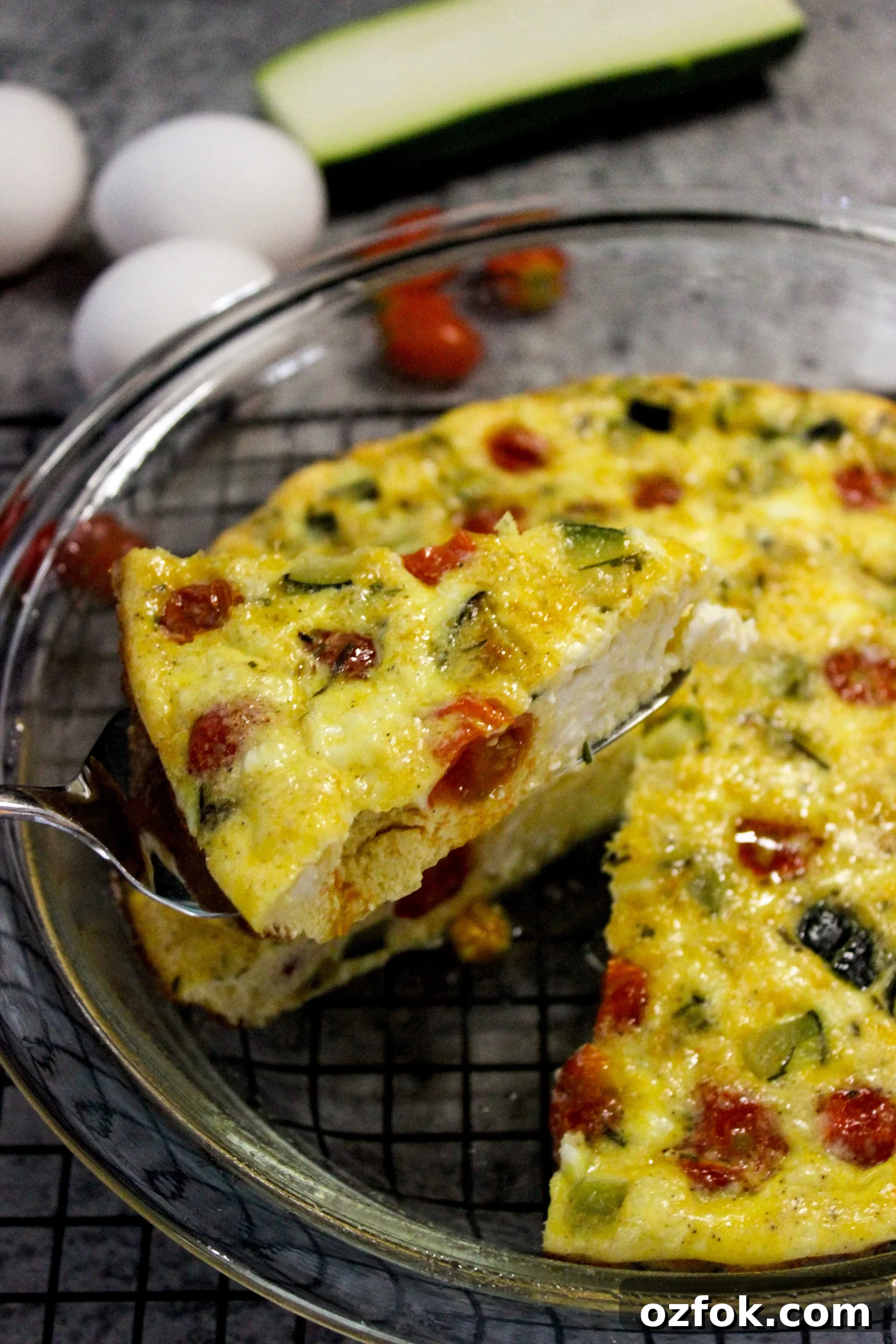 Zucchini and Cherry Tomato Frittata Recipe for Summer Brunch 4 Zucchini and cherry tomato frittata