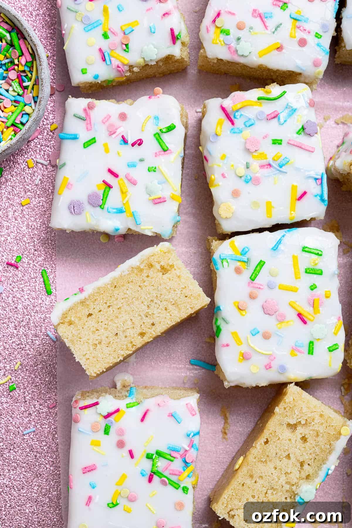 Vegan Birthday Cake Ideas for School Parties 12 Close up of a square of vegan school cake.