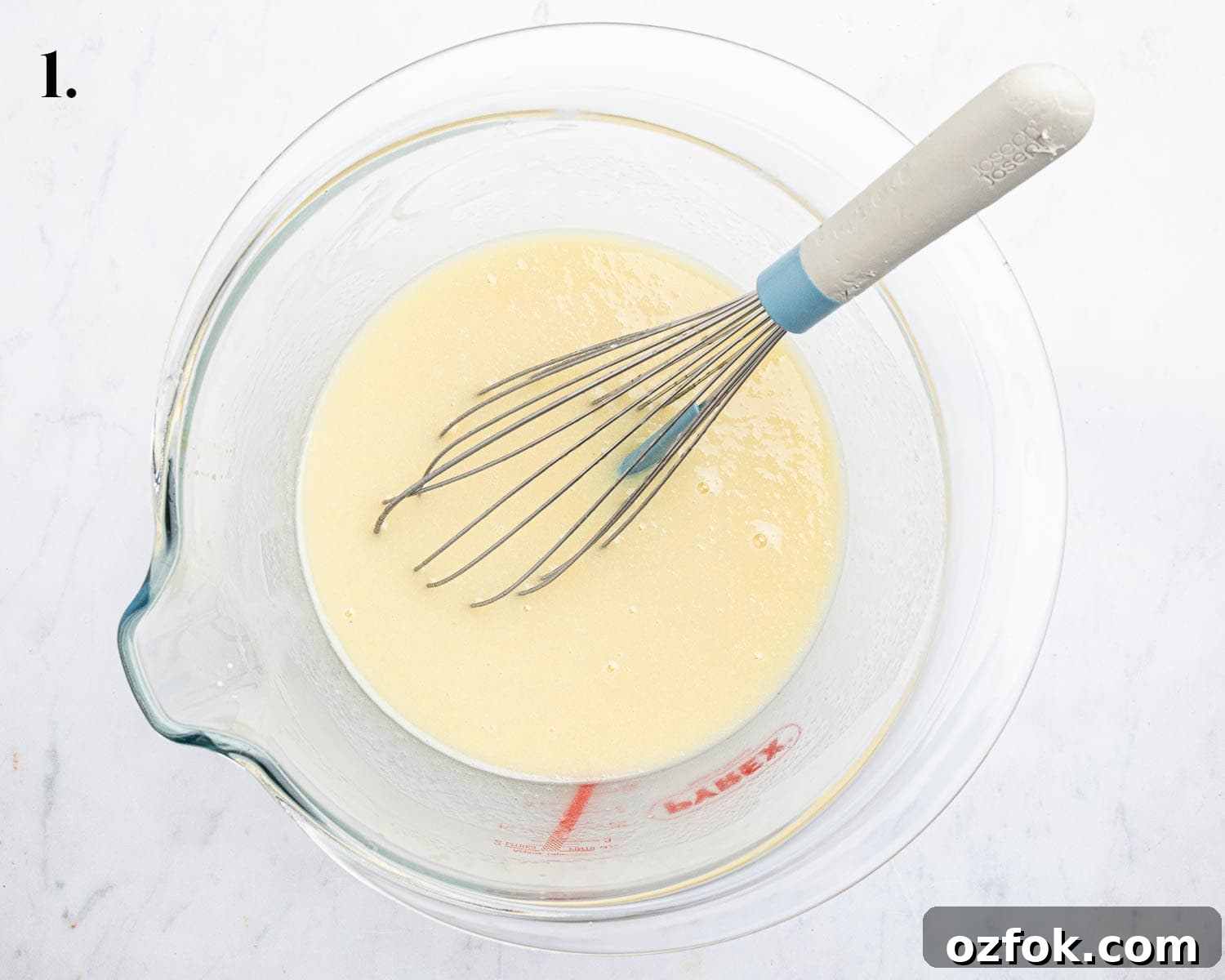 Vegan Birthday Cake Ideas for School Parties 5 Step 1, the wet ingredients in a bowl.