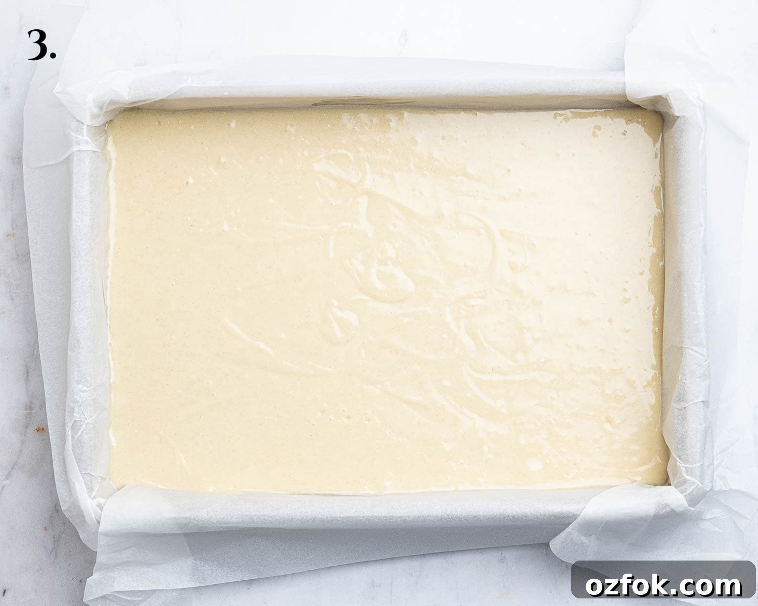 Vegan Birthday Cake Ideas for School Parties 7 Step 3, the cake batter in the tin.