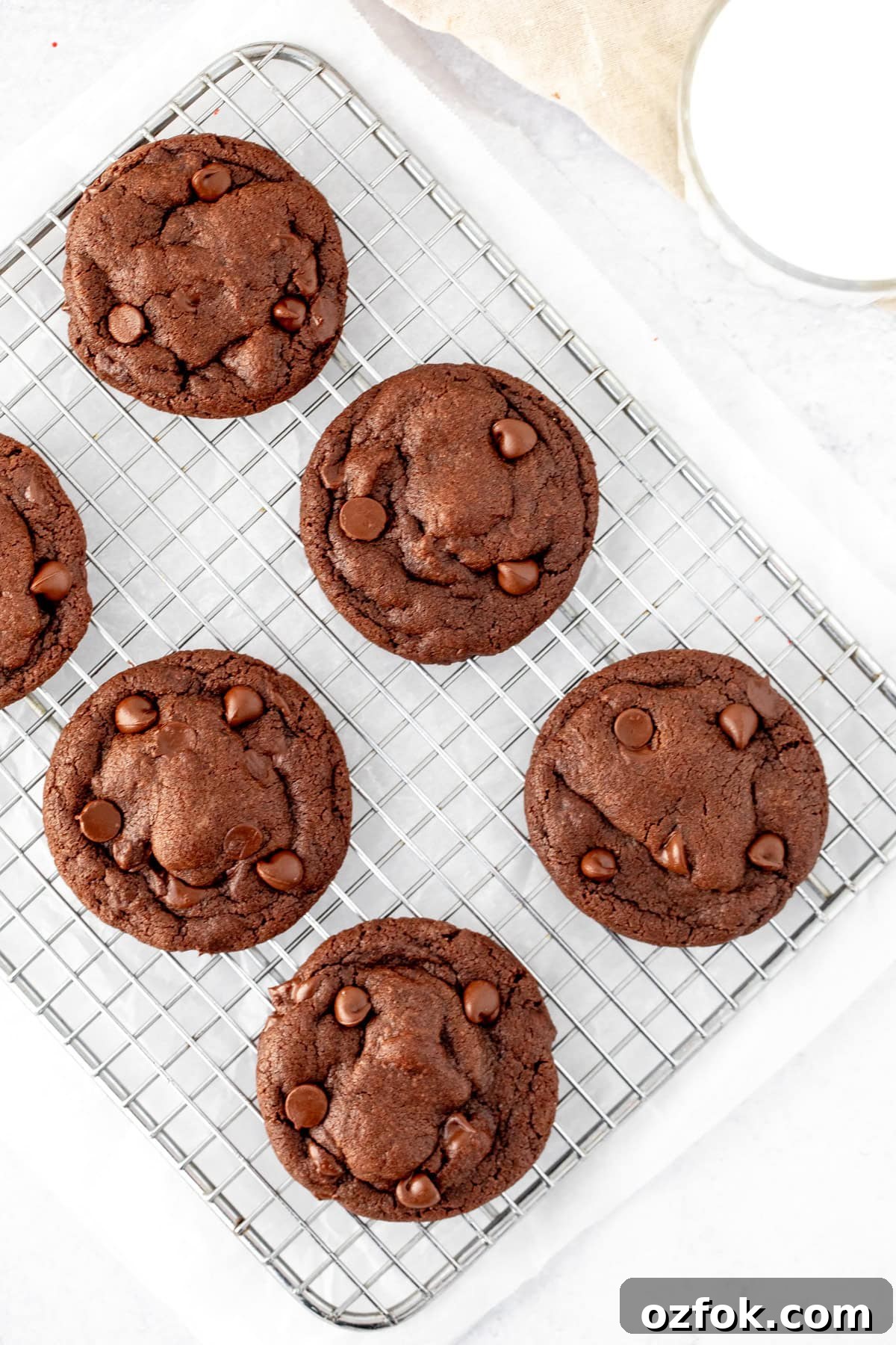 Double Chocolate Cookies Recipe for Two: Small Batch Treats 4 cooling rack of chocolate cookies