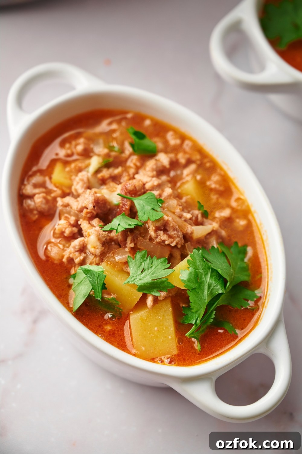 30-Minute Ground Beef and Vegetable Soup Recipe 3 A bowl of vegetable beef soup.