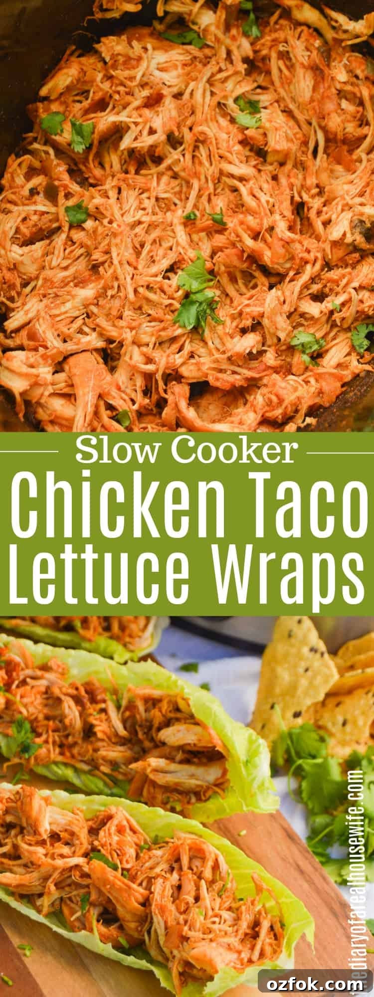 Slow Cooker Shredded Chicken Tacos in Lettuce Wraps 2 Slow Cooker Chicken Taco Lettuce Wraps